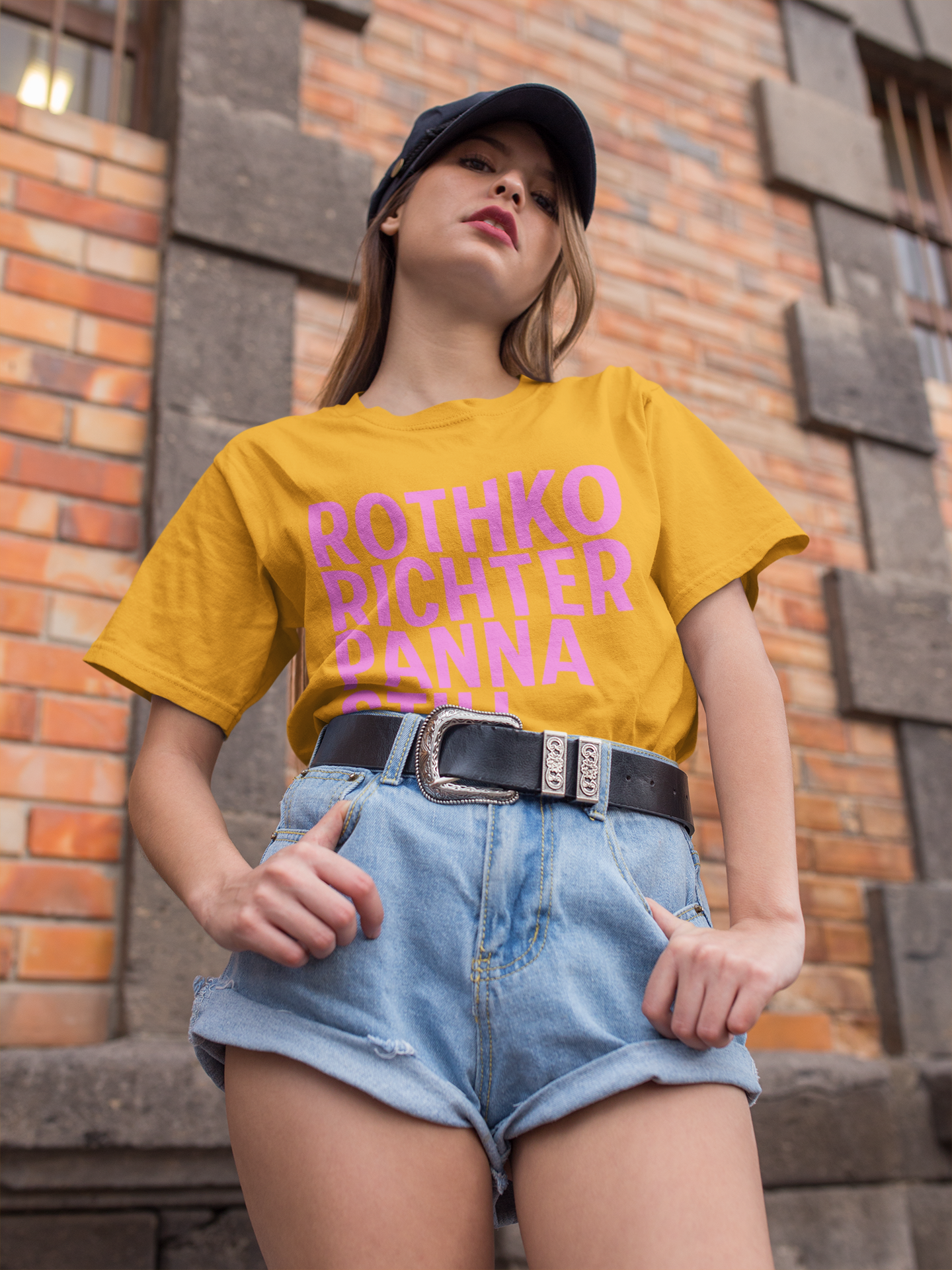 RRPS T shirt mockup image for web young girl posing