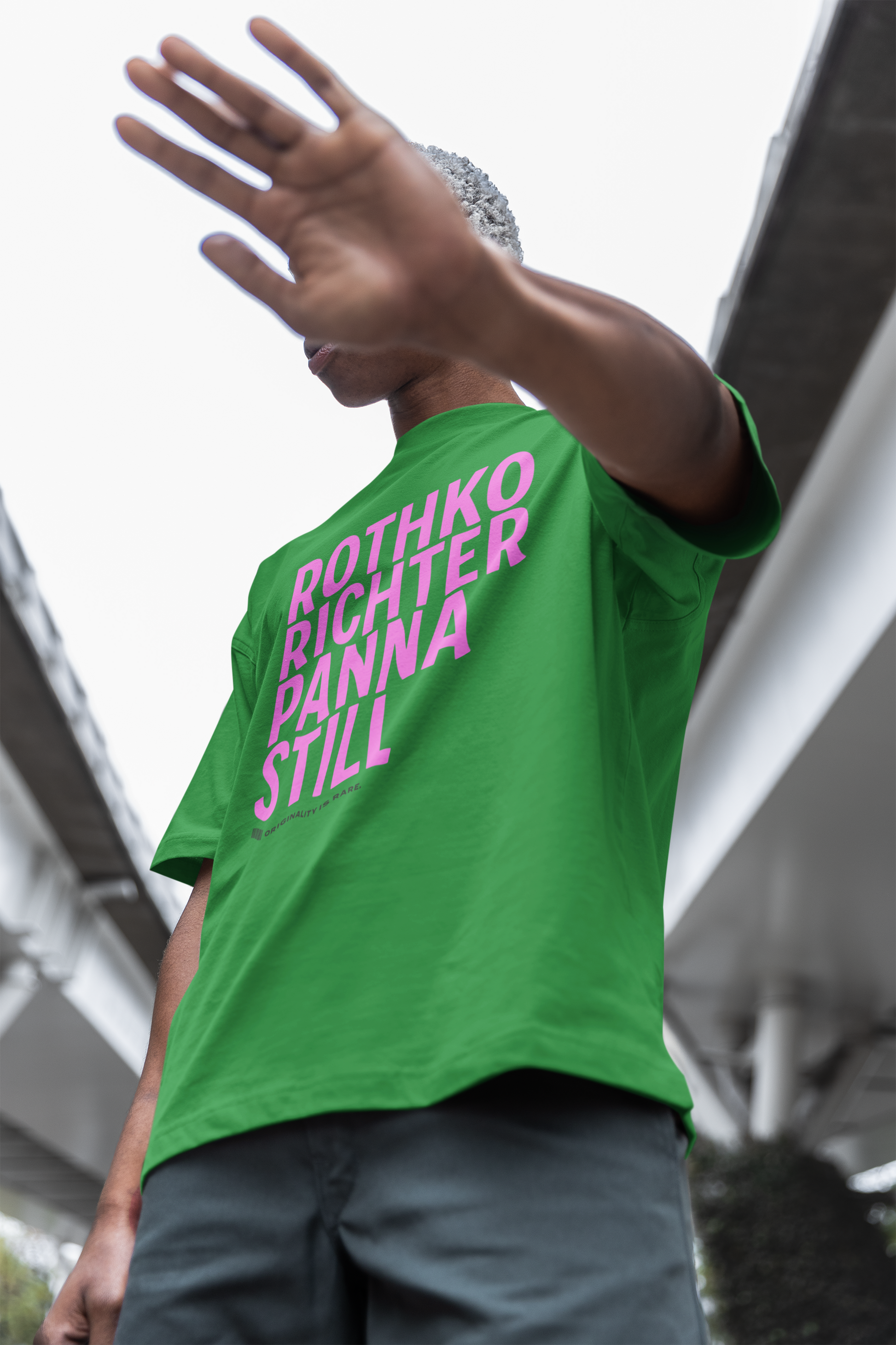 RRPS T shirt mockup image for web young guy posing